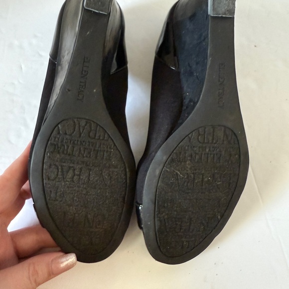 Ellen Tracy Open‎ Toe Wedge Leather Heel Womens Shoes Slip on Size 6 - Picture 5 of 6